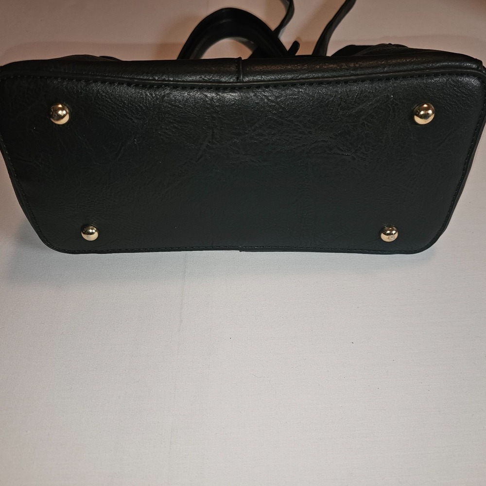 Womens Black Tote Handbag Crossbody Three division side pockets removable straps - Picture 9 of 11